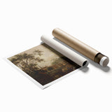 Town with River Realism Art Print - Serene Dutch Landscape Scene