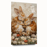 Cuddling Bunnies - Kids Room Wall Art Canvas and Framed Options