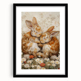 Cuddling Bunnies - Kids Room Wall Art Canvas and Framed Options