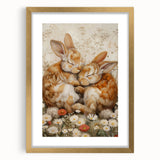Cuddling Bunnies - Kids Room Wall Art Canvas and Framed Options