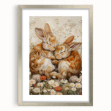 Cuddling Bunnies - Kids Room Wall Art Canvas and Framed Options