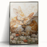 Cuddling Bunnies - Kids Room Wall Art Canvas and Framed Options