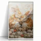 Cuddling Bunnies - Kids Room Wall Art Canvas and Framed Options