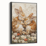 Cuddling Bunnies - Kids Room Wall Art Canvas and Framed Options