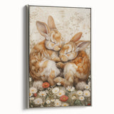 Cuddling Bunnies - Kids Room Wall Art Canvas and Framed Options