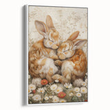 Cuddling Bunnies - Kids Room Wall Art Canvas and Framed Options