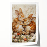 Cuddling Bunnies - Kids Room Wall Art Canvas and Framed Options