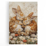 Cuddling Bunnies - Kids Room Wall Art Canvas and Framed Options