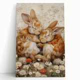 Cuddling Bunnies - Kids Room Wall Art Canvas and Framed Options