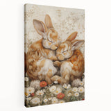 Cuddling Bunnies - Kids Room Wall Art Canvas and Framed Options