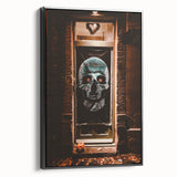 Black and white vintage poster art of a landscape painting on framed canvas, ideal for bedroom wall decor.