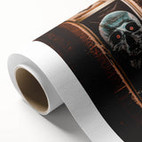 Art deco poster of a serene fall landscape in muted orange and brown tones on rolled canvas, ideal for nursery wall art.