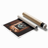 Extra large rolled print featuring autumnal floral art in warm orange and red tones, ideal for classy bathroom wall art.