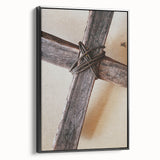 Black and white framed canvas featuring a vintage landscape painting, ideal for bedroom wall decor.