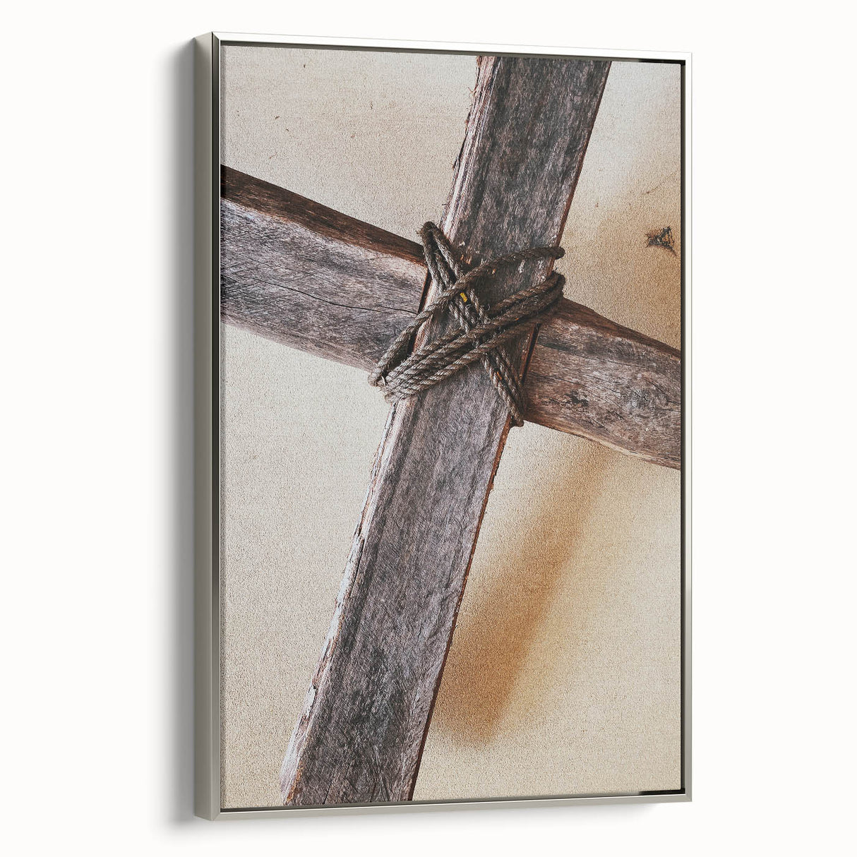 Landscape art painting of spring season on framed canvas, featuring silver frame and vibrant green and floral colors.