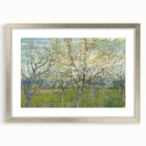 Extra large abstract art print with textured swirls in muted blue and yellow, framed in silver, ideal for living room decor.