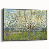 Black and white framed canvas of a vintage Van Gogh landscape, suitable for bedroom decor.