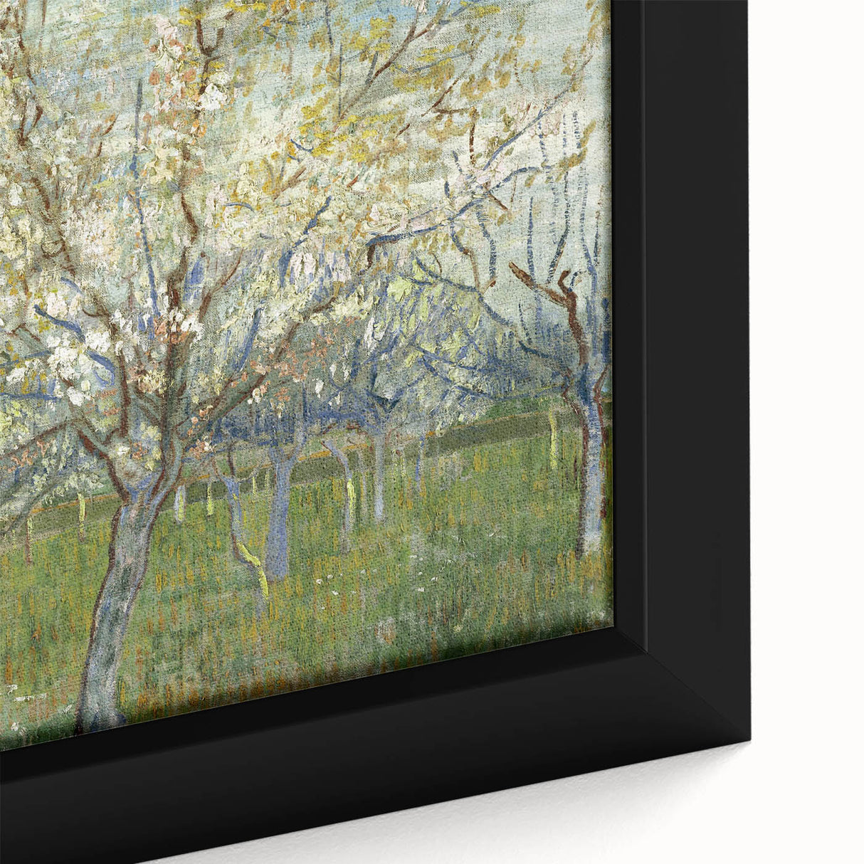 Close-up of a textured, colorful art piece on black canvas, depicting an abstract design.