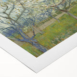 Art deco poster of a starry night scene with deep blue and yellow tones on rolled canvas, suitable for dining room decor.