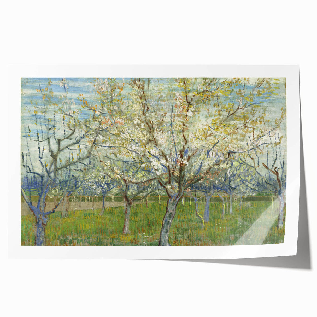 Extra large rolled canvas print of Van Gogh-style sunflowers in vibrant yellows and greens, ideal for art wall dining room.