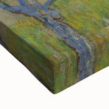 Black and white landscape painting on a large stretched canvas, depicting a serene nature scene.