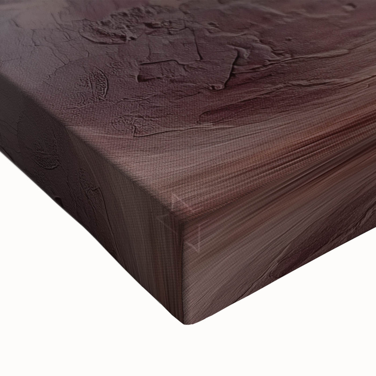 Close-up of a stretched canvas artwork depicting a vibrant cave landscape, showcasing rich colors and intricate textures, perfect for home decor enthusiasts.