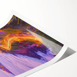 Stunning rolled print of a dramatic cliff landscape, showcasing vibrant colors and intricate details, packaged securely in a protective cardboard tube for safe shipping.