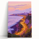 Stretched canvas artwork depicting a dramatic cliff landscape, featuring vibrant colors and textures, ideal for enhancing interior decor with natural beauty.