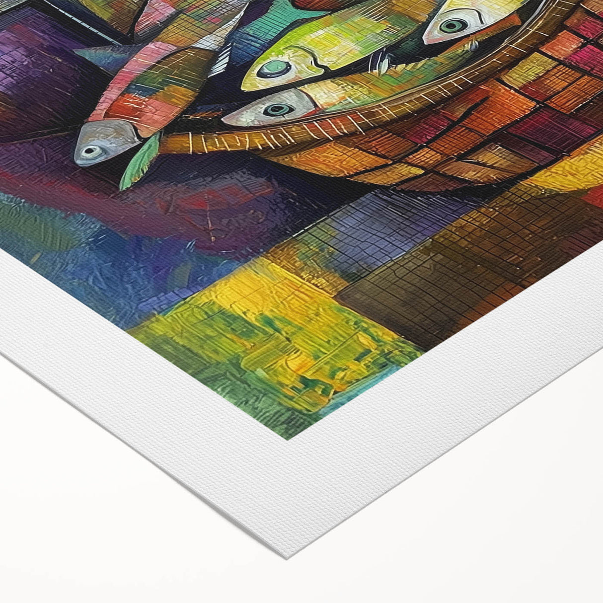 Colorful Bedroom Wall Art – Abstract Cubist Couple Framed Print