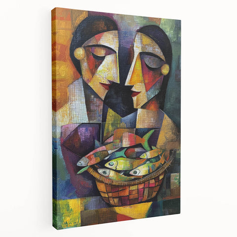 Colorful Bedroom Wall Art – Abstract Cubist Couple Framed Print