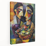 Colorful Bedroom Wall Art – Abstract Cubist Couple Framed Print