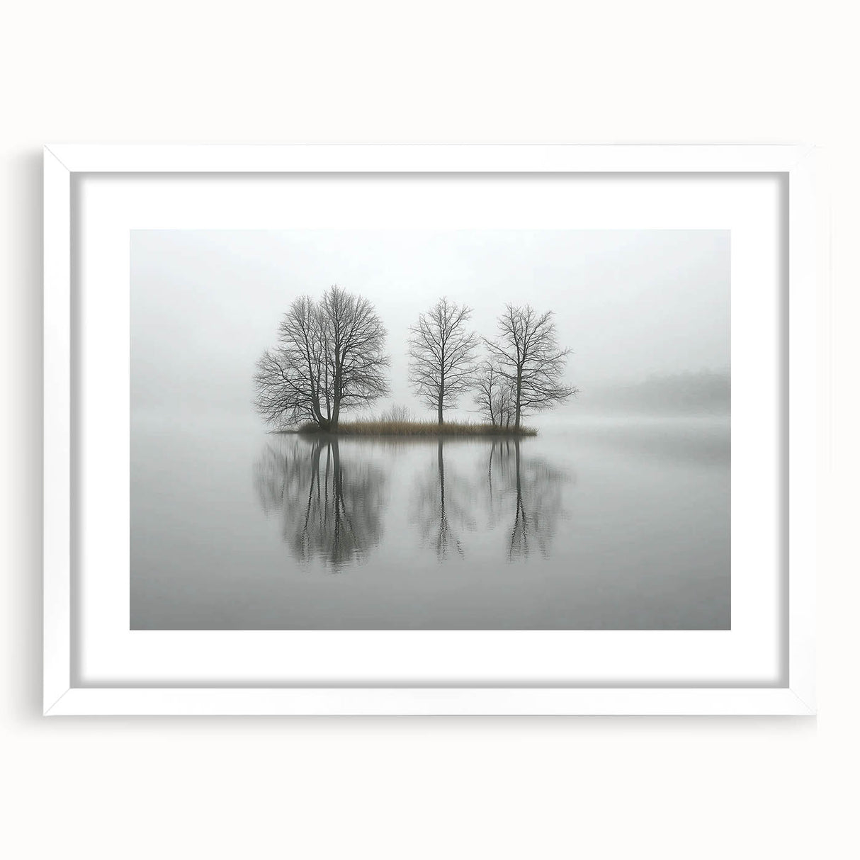 Office Wall Art - Tranquil Foggy Lake Reflection Canvas