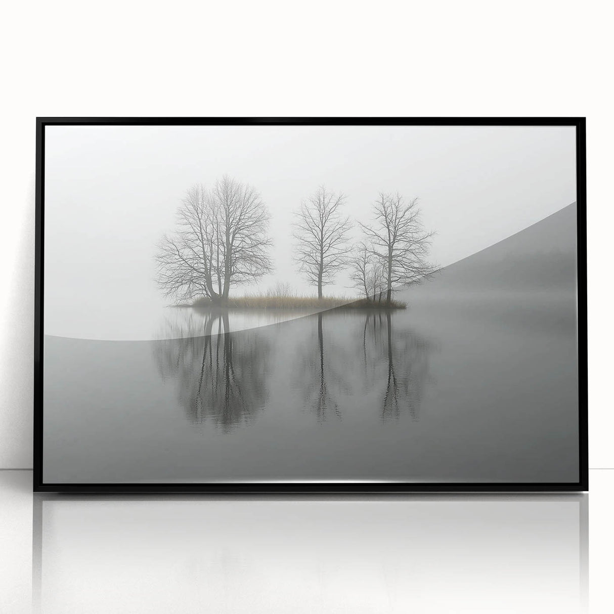 Office Wall Art - Tranquil Foggy Lake Reflection Canvas