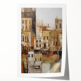 Abstract architectural wall art print showcasing geometric shapes and vibrant colors, ideal for modern home decor. This rolled artwork features a unique design that adds a contemporary touch to any space.