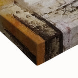 Close-up of a stretched canvas featuring vibrant abstract architecture wall art, showcasing intricate geometric patterns and rich colors, perfect for modern decor.