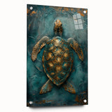 Abstract figurative wall art displayed in a side view, showcasing vibrant colors and intricate details on acrylic glass, secured with decorative pins for a modern aesthetic.