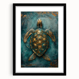 Abstract figurative wall art featuring bold colors and dynamic shapes, framed in black with a stylish mat; perfect for modern home decor.