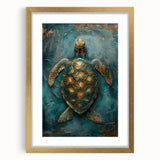 Abstract figurative wall art framed in gold with a mat, showcasing vibrant colors and intricate patterns, perfect for modern home decor.