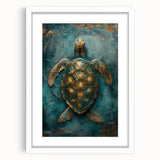 Abstract figurative wall art framed in white, featuring bold colors and dynamic shapes. Ideal for modern decor, adding a vibrant touch to any space.