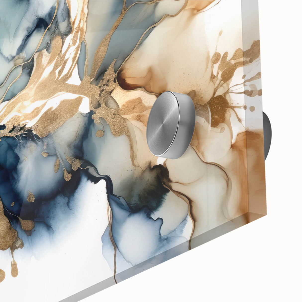 Close-up of vibrant abstract florals wall art design printed on acrylic glass, showcasing vivid colors and intricate details, perfect for modern decor.