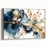 Framed abstract floral wall art with vibrant colors and intricate designs, showcasing a silver side view that enhances its modern aesthetic appeal.