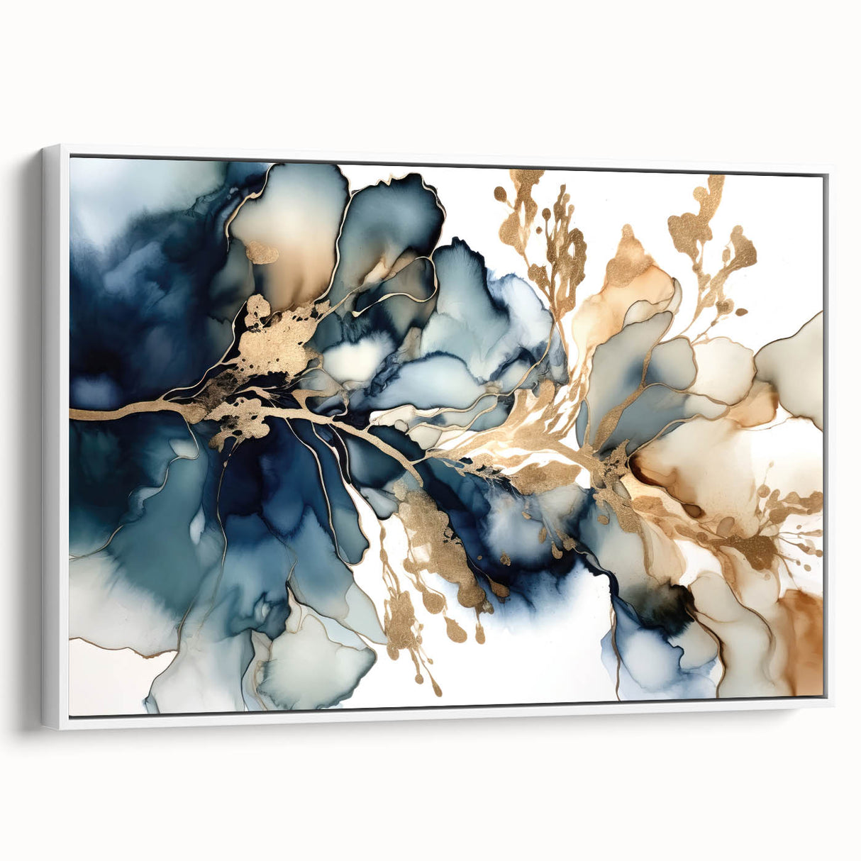 Framed canvas wall art showcasing abstract floral designs in soft pastel colors, elegantly displayed from the side, ideal for modern home decor.