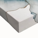 Close-up of vibrant abstract floral wall art on stretched canvas, showcasing intricate details and rich colors, perfect for modern home decor.