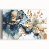 Vibrant abstract florals wall art on stretched canvas showcasing a blend of bright colors, perfect for modern home decor, adding a touch of elegance and style.