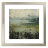 Abstract landscape wall art framed in silver with a mat, showcasing vibrant colors and intricate patterns, ideal for enhancing modern home decor.