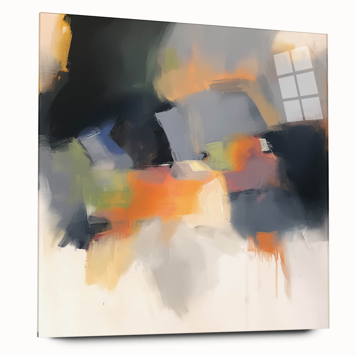 Large Abstract Wall Art – Urban Spectrum in Gray, Orange & Olive