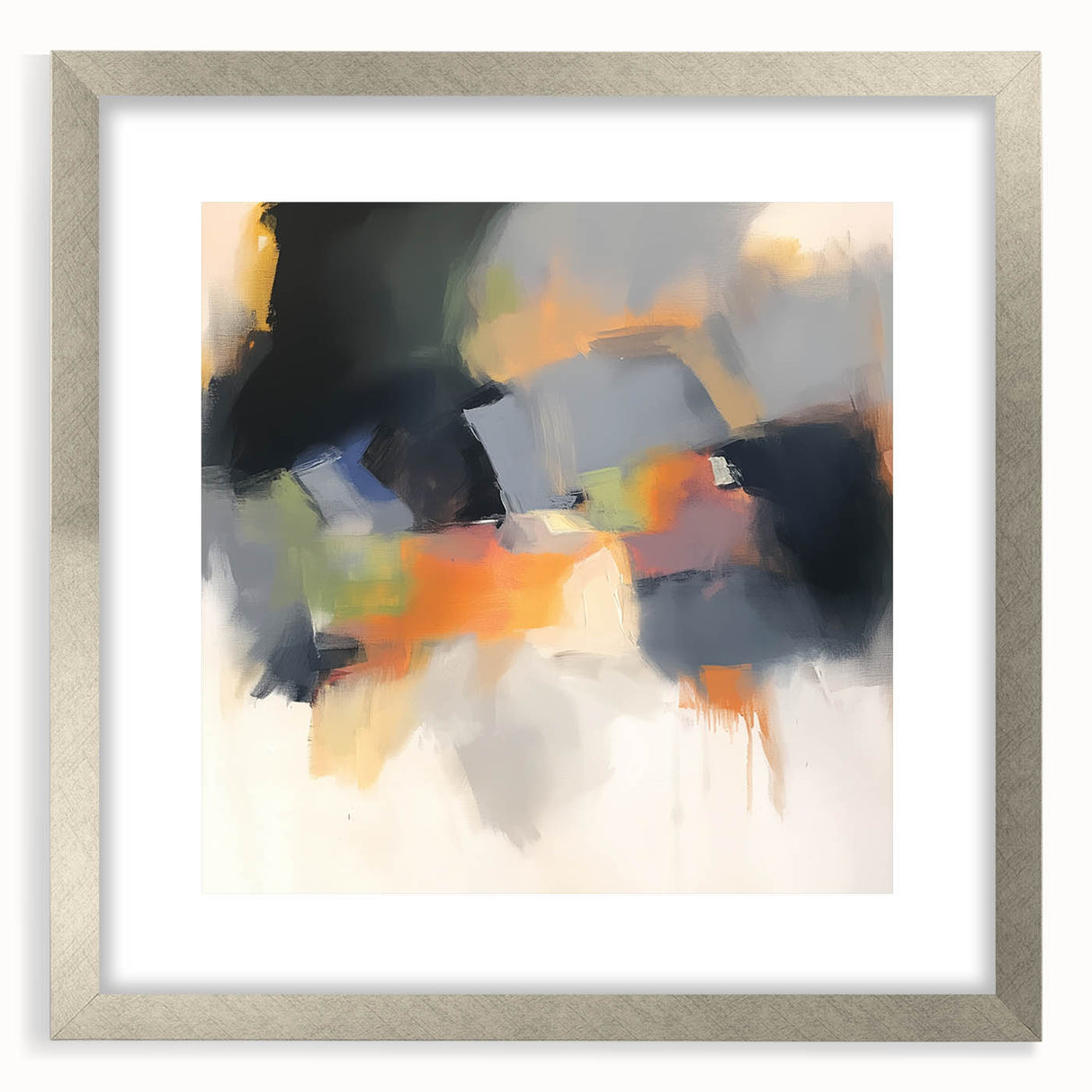 Large Abstract Wall Art – Urban Spectrum in Gray, Orange & Olive
