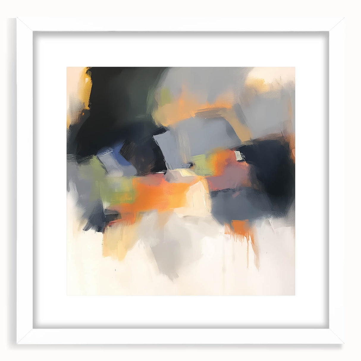 Large Abstract Wall Art – Urban Spectrum in Gray, Orange & Olive