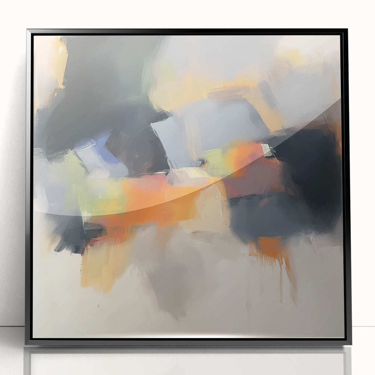 Large Abstract Wall Art – Urban Spectrum in Gray, Orange & Olive