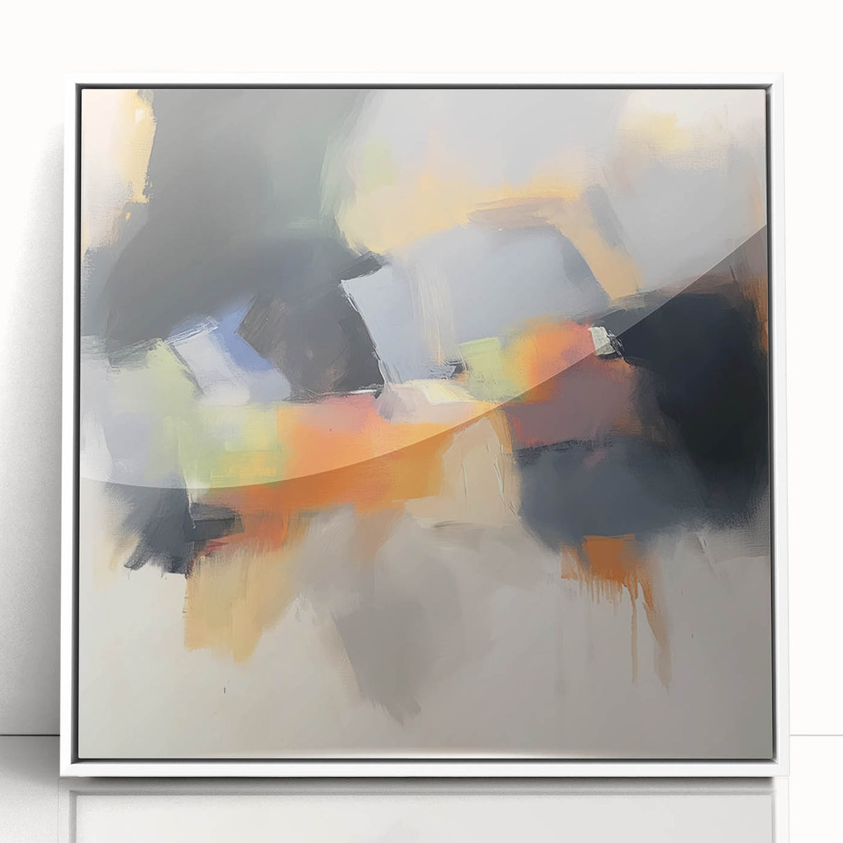Large Abstract Wall Art – Urban Spectrum in Gray, Orange & Olive